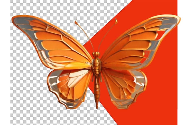 monarch butterfly in cartoon style on transparent background