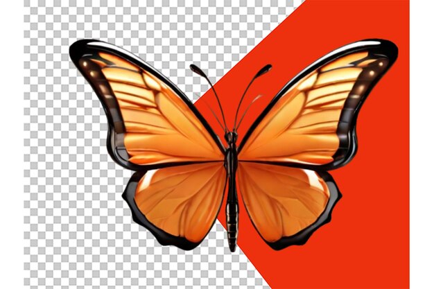 monarch butterfly in cartoon style on transparent background