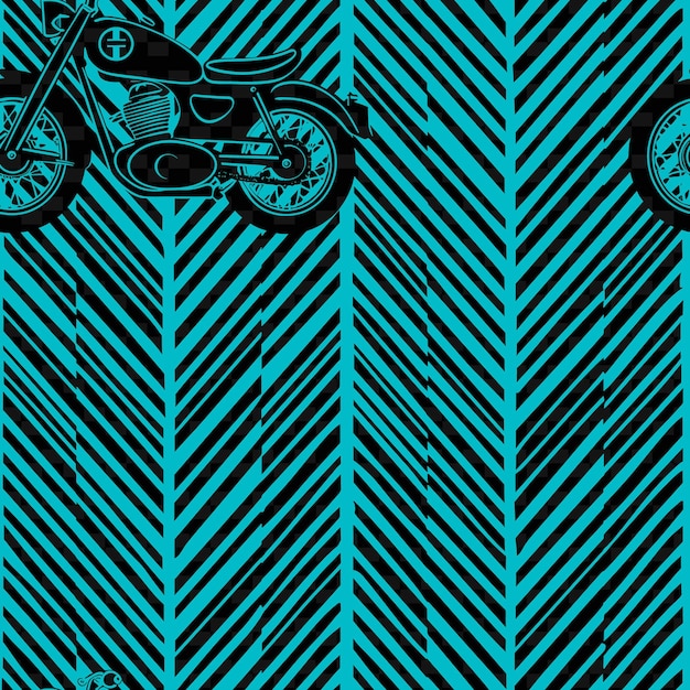 PSD monarch herringbone pattern with motorcycle icon and zigzag nature inspired abstract outline art