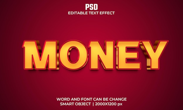 Money 3d editable text effect Premium Psd with background