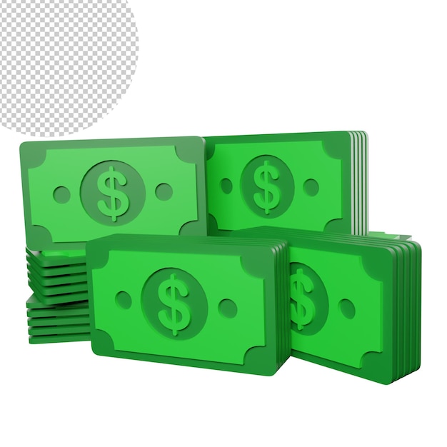 Money 3d icon render free illustraion transparent background free illustration