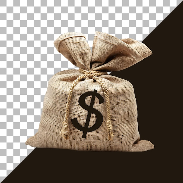 PSD money bag or bag full of dollars isolated on transparent background