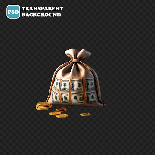 money bag isolated 3d render illustration