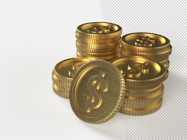 Money coin stack Golden penny cash pile money saving profit investment concept 3D Rendering