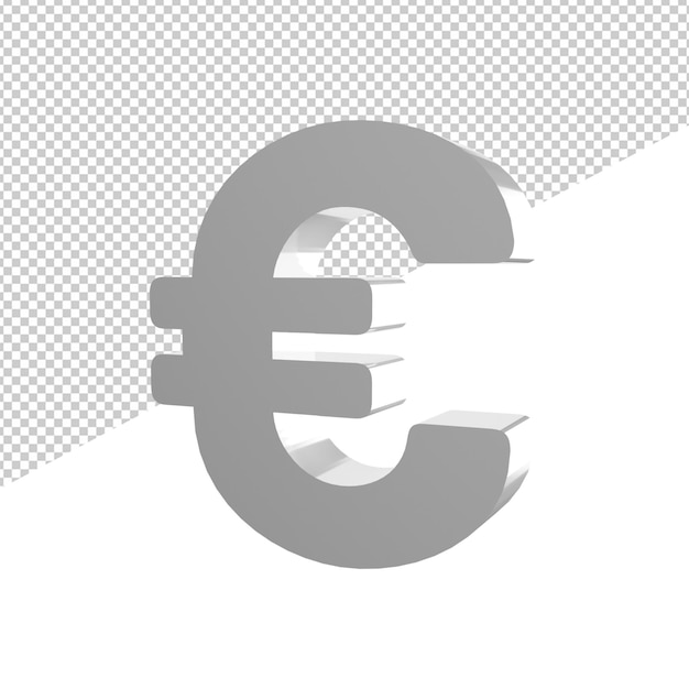 PSD money euro sign side view 3d rendering illustration icon transparent background