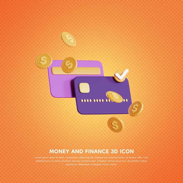 Money and finance 3d icon 3d rendering