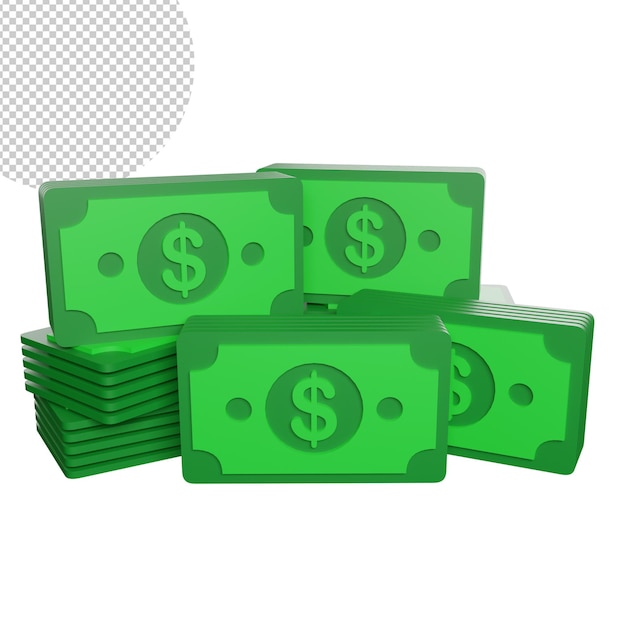 Money front view 3d icon render free illustraion transparent background free illustration