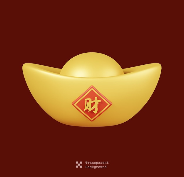 Money, gold coins or gold ingots isolated. Chinese new year elements icon. 3D render illustration