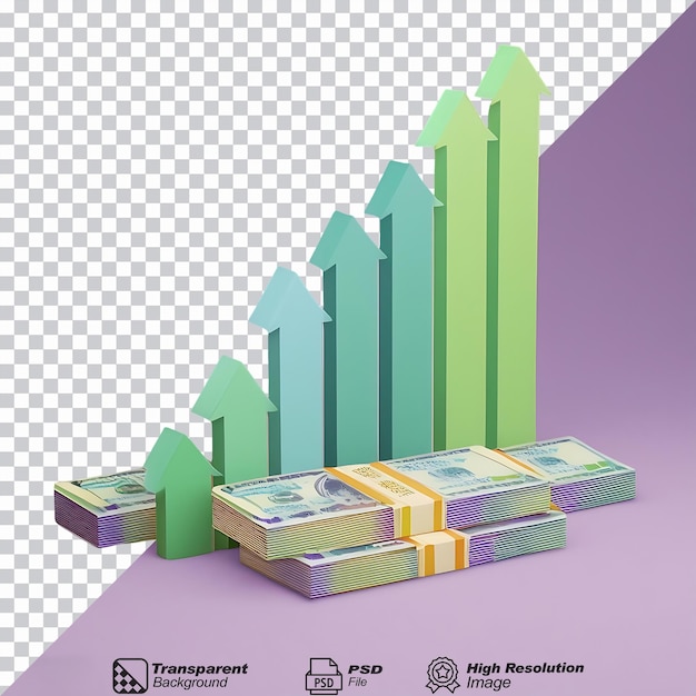 PSD money graph isolated on transparent background