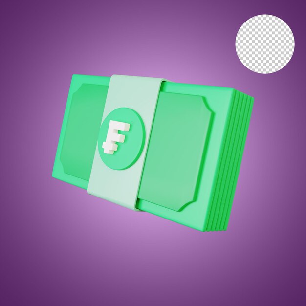 Money Pack of Franc 3d Rendering