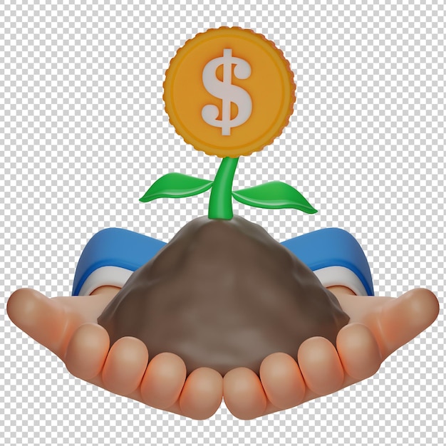 Money plant investment 3d illustration