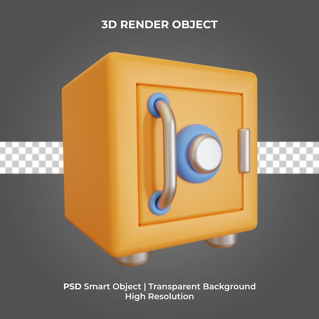 Money safe box 3d render isolated premium psd