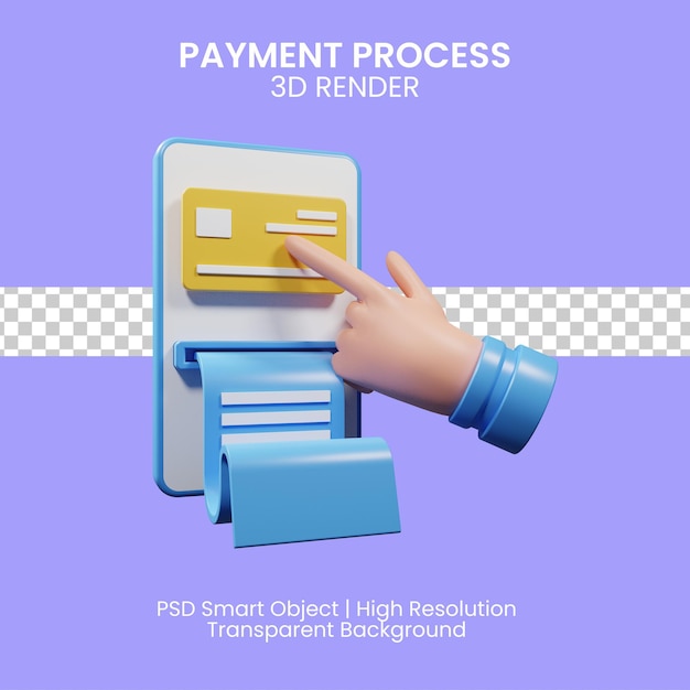 Money transaction process. payment process. 3d illustration