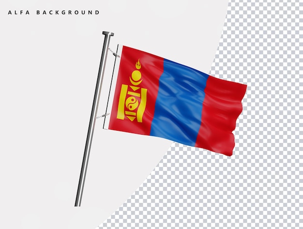 Mongolia high quality flag in realistic 3d render