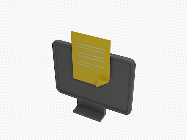 Monitor wit check list 3d rendering icon with transparent background