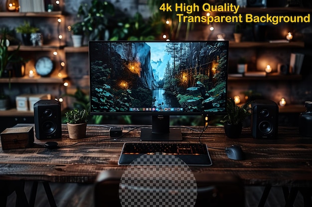 PSD a monitor with the word high quality on it