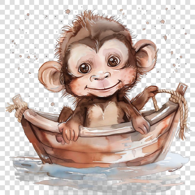 monkey in a boat nuresery watercolor