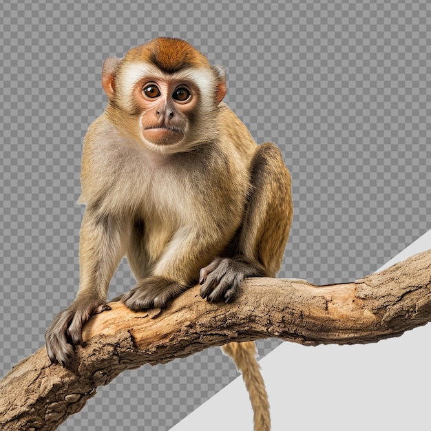 PSD monkey on a branch isolated on transparent background