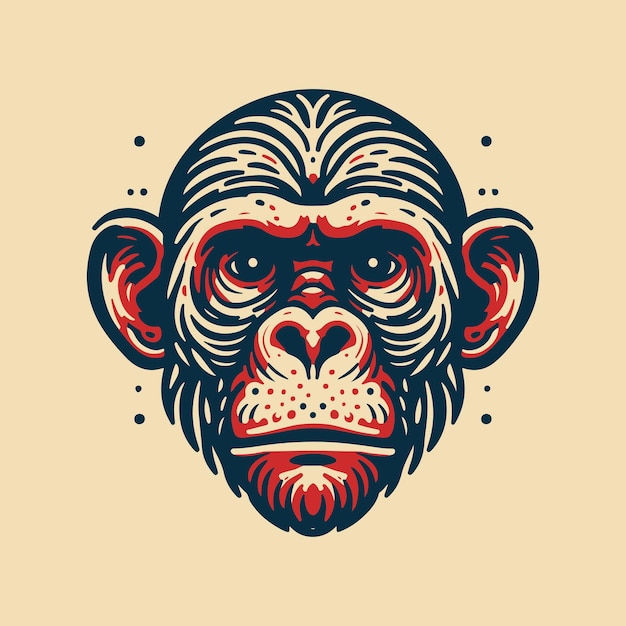 PSD monkey face with angry and funny illustration monkey head logo vector monkey face logo tshirt design