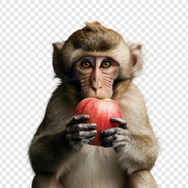 PSD a monkey holding an apple with a picture of a monkey and the words  a  on it