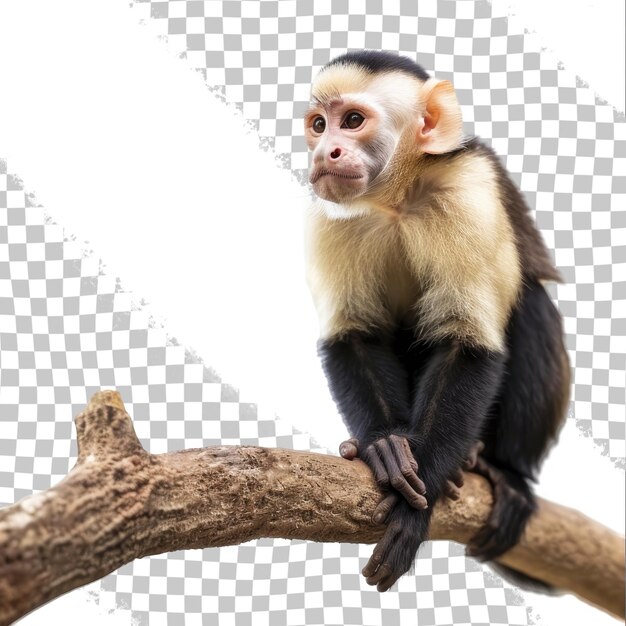 PSD a monkey sits on a branch with a background of a photo of a monkey