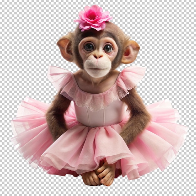 monkey wearing a dress on transperent back ground