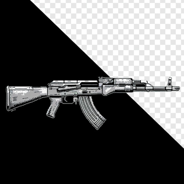 Monochrome AK47 Pixel Art Low Resolution Isolated