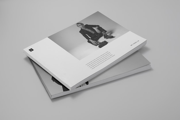 PSD monochrome photo album mock-up in landscape format