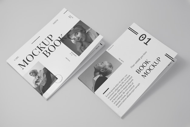 Monochrome photo album mock-up in landscape format