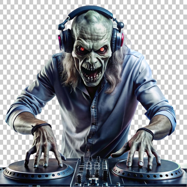 PSD monster dj unleash creative beats with a spook on transparent background