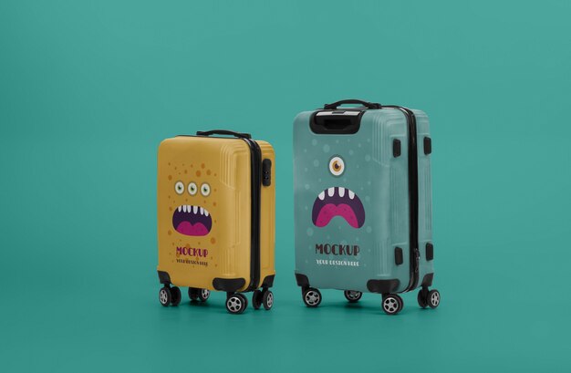 PSD monster luggage mockup design