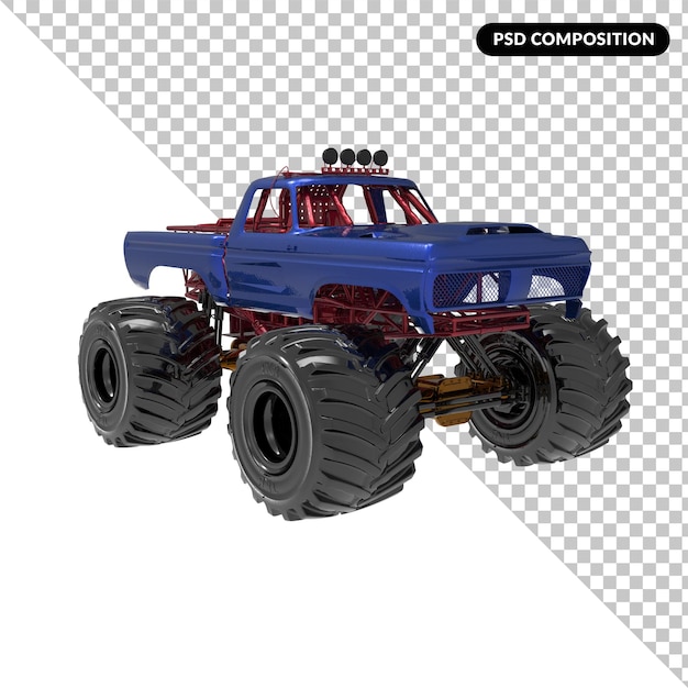 Monster Truck isolated 3d rendering