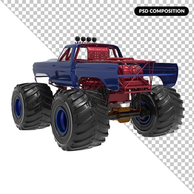 Monster Truck isolated 3d rendering