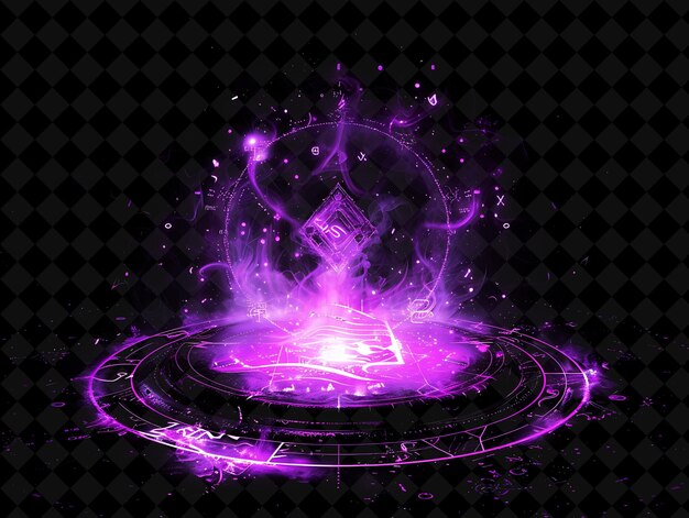 PSD monumental detonation with mystical aura magical runes and a png neon effect on dark background