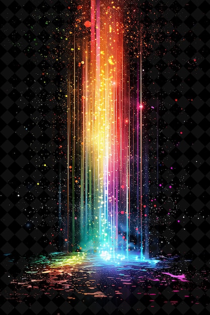 PSD monumental detonation with prismatic beams colorful refracti png neon effect on dark background