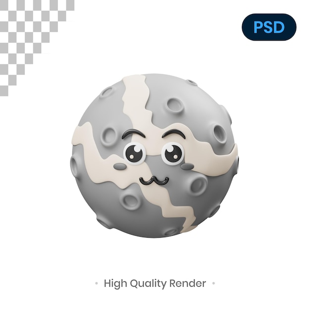 Moon 3D Render Illustration Premium Psd