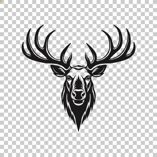 PSD moose head with antlers isolated on transparent background