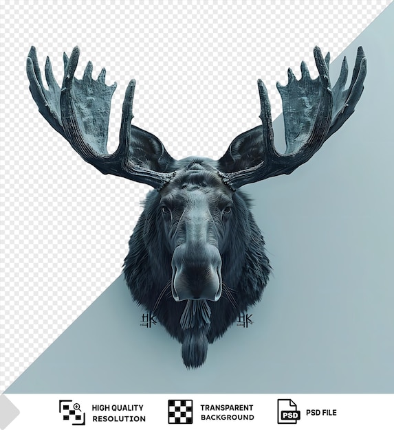 PSD moose head with antlers transparent background