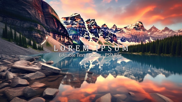 PSD moraine lake sunrise colorful landscape