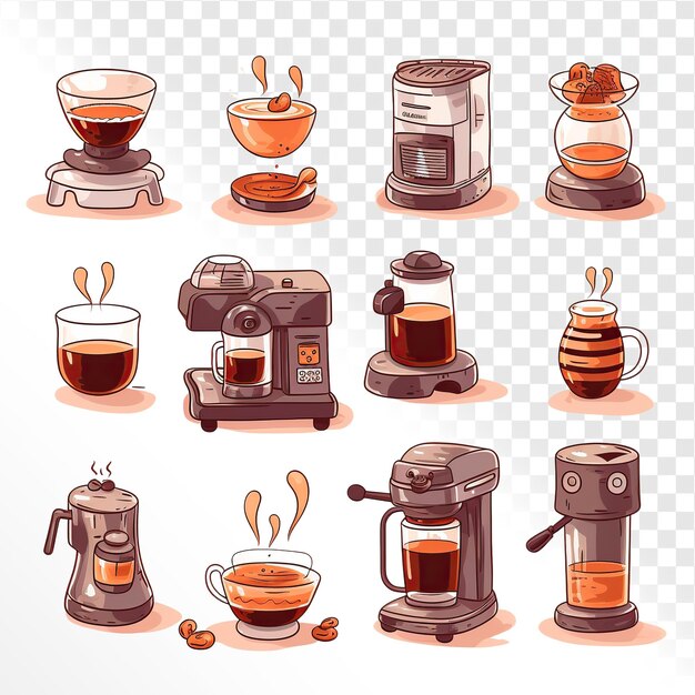 PSD morning coffee isolated cartoon illustrations set on white backround