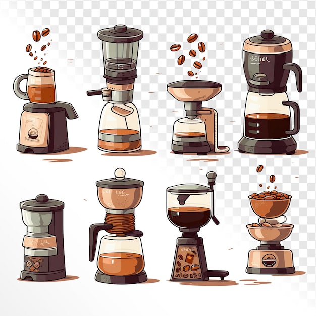 Morning coffee isolated cartoon illustrations set