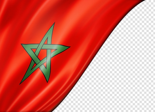 Moroccan flag isolated on white banner