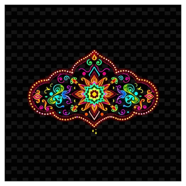 Moroccan Neon Cloud Adorned With Intricate Patterns Vibrant Colors and Exot_Isolated_Neon_Objecti