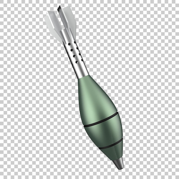 Mortar rocket explosive on transparent background 3d rendering illustration