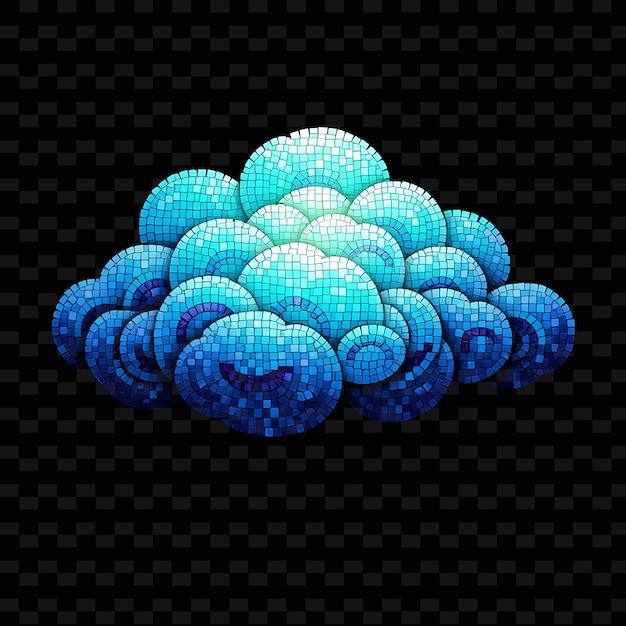 Mosaic Altocumulus Cloud Composed of Tiny Tiles Intricate Patterns and Decor_Isolated_Neon_Objecta