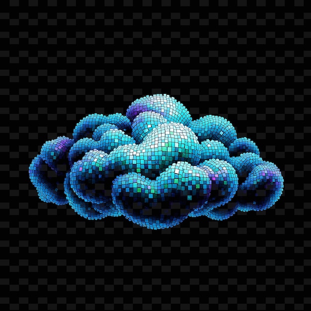 Mosaic Altocumulus Cloud Composed of Tiny Tiles Intricate Patterns and Decor_Isolated_Neon_Objecta