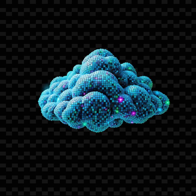 Mosaic Altocumulus Cloud Composed of Tiny Tiles Intricate Patterns and Decor_Isolated_Neon_Objecta