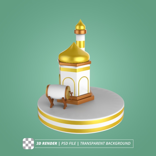 MOSQUE TOWER 3D ISOLATED IMAGES