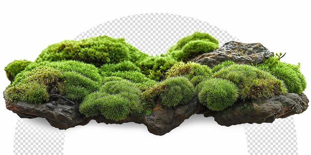 PSD moss on a rock with a white background