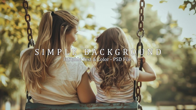 PSD mother and daughter riding on a swing